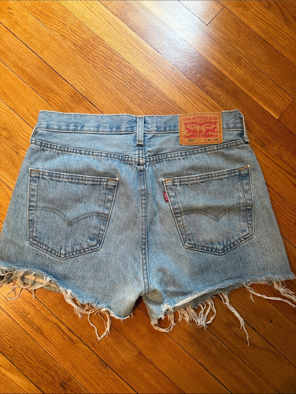 Levi's Light Blue High-Rise Cutoff Denim Shorts
